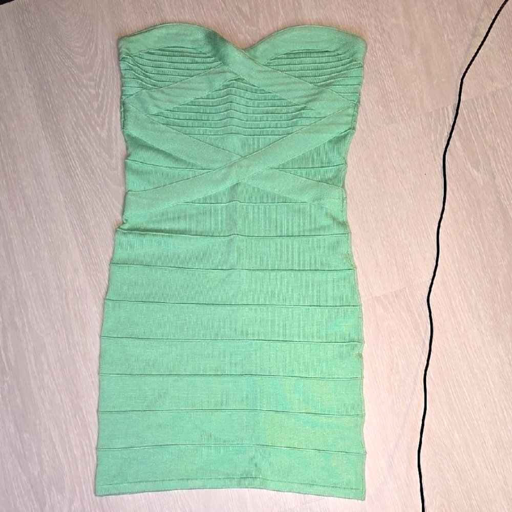 Hot Miami Styles Strapless Mint Green Dress